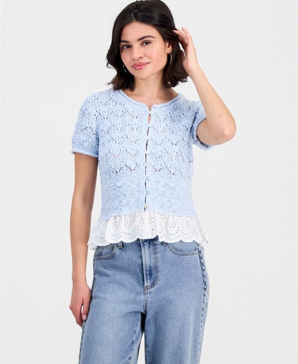 アンドノウディス レディース アウター ニット・セーター プチ カーディガン And Now This Petite ButtonFront Peplum Cardigan Macys Exclusive Skyride
