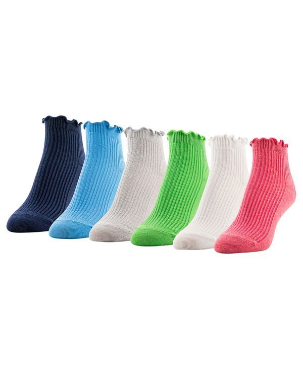 ゴールドトゥ レディース アンダーウェア 靴下 Gold Toe Womens Rib Lettucedge Quarter Socks 6Pack Assortment 2
