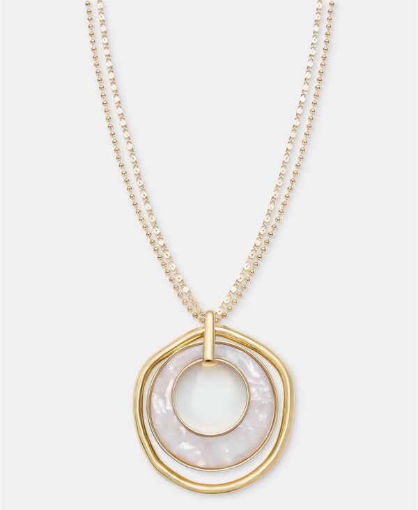 スタイルアンドコー レディース アクセサリー ネックレス・チョーカー・ペンダントトップ レース Style Co Stone Orbital Pendant Necklace 36 3 extender Macys Exclusive White ホワイト