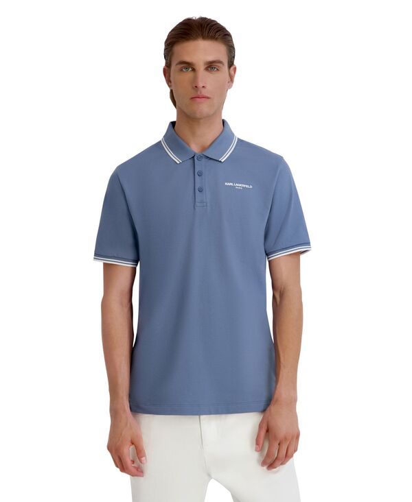 カール ラガーフェルド メンズ トップス ポロシャツ 半袖 KARLAGERFELD PARIS MenshortSleeve Polo Shirt Blue ブルー