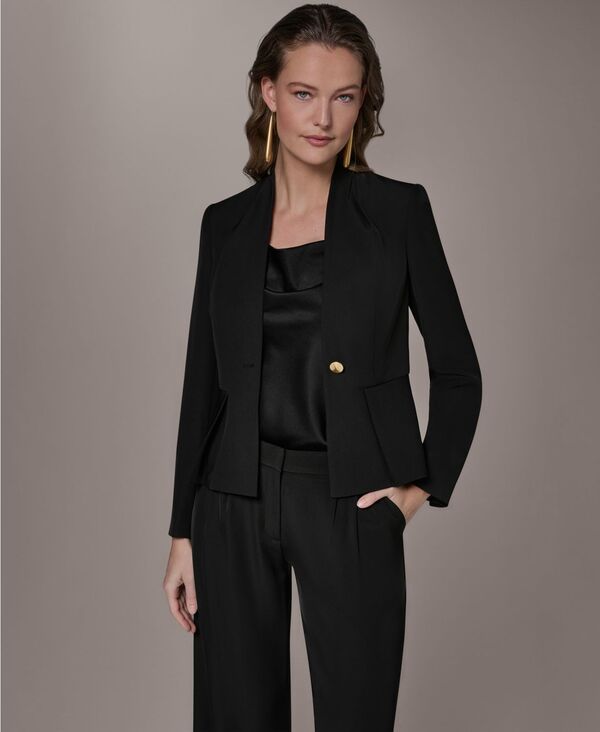 ダナ キャラン ニューヨーク レディース アウター ジャケット・ブルゾン ブレザー Donna Karanew York Womens One Button Blazer Black ブラック