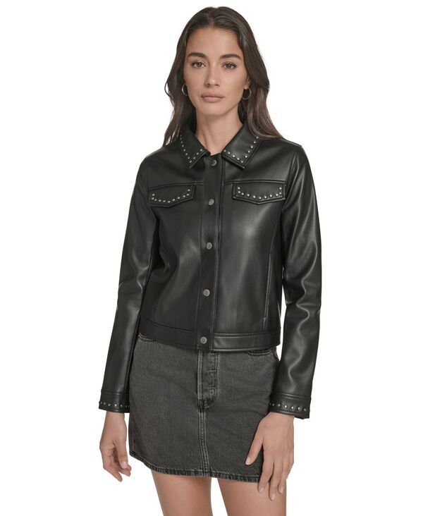 リーバイス レディース アウター ジャケット・ブルゾン ダウン Levis Womens Laydown Collar Studded Jacket Black ブラック