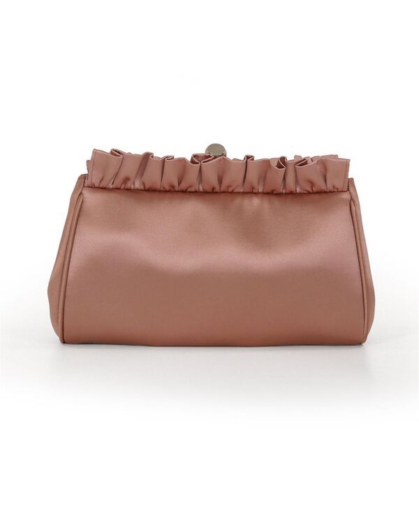 ジュウェルダグレイミシュカ レディース バッグ フリル サテン Jewel Badgley Mischka Womans Olivia Satin Ruffle Topouch Clutch English rose
