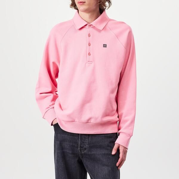ジバンシー メンズ トップス ポロシャツ GIVENCHY Mens Long Sleeve Tailored Fit Polo Shirt Pink ピンク