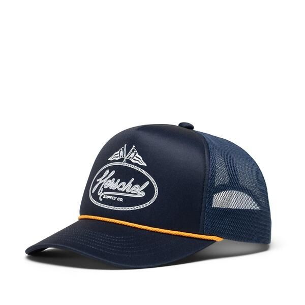 ハーシャル メンズ アクセサリー 帽子 メッシュ キャップ Herschel Supply Co Marina Mesh with Patch Trucker Cap Darkest Navy ネイビー