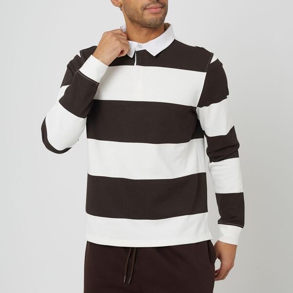 ブレーブソウル メンズ トップス ポロシャツ Brave Soul Mens Long Sleeve Rugby Polo Shirt CreamBrown クリーム