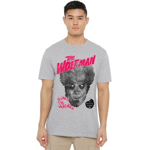 ユニバーサル メンズ トップス Tシャツ Universal Monsters The Wolfman TShirt Athletic H Grey グレー