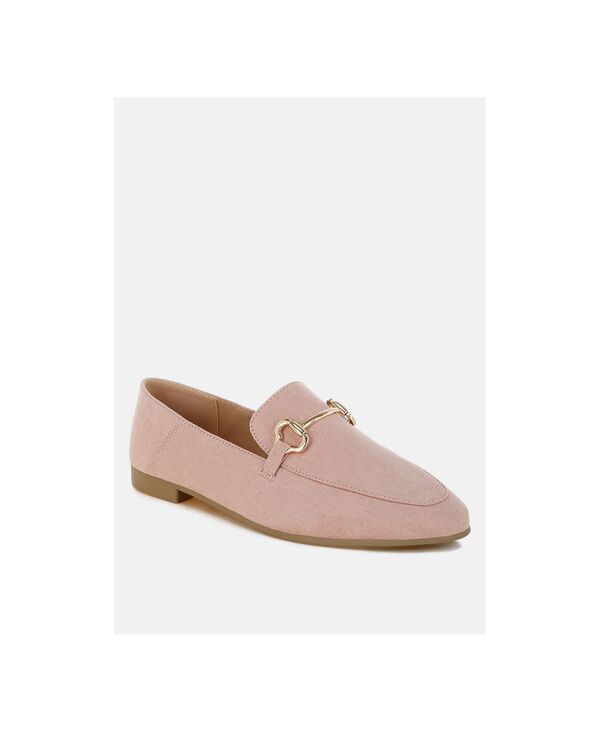 ロンドンラグ レディース シューズ スリッポン・ローファー London Rag Womens Noltas Horsebit Embellished Flat Loafers Pink faux leather ピンク