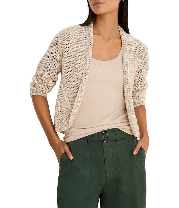 ニックアンドゾー レディース アウター ニット・セーター メッシュ カーディガン NIC ZOE Mesh Cocoon Open Front Long Sleeve Cardigan Macadamia