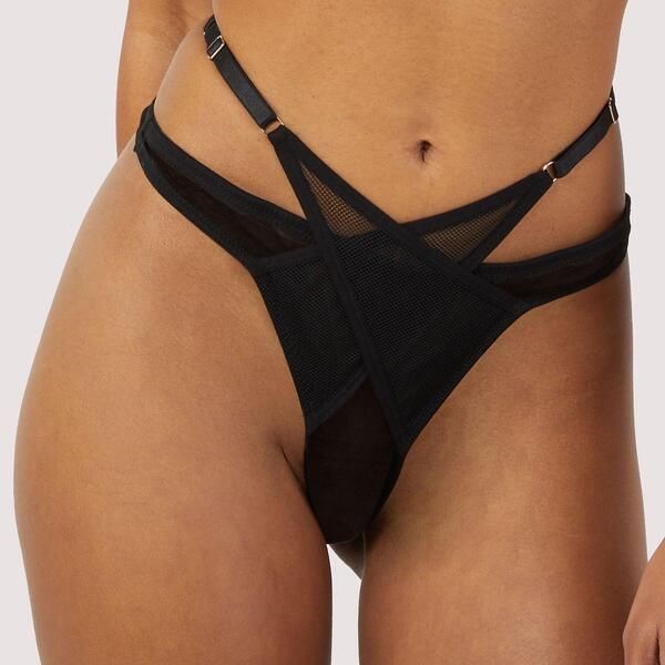 プレイフルプロミス レディース アンダーウェア パンツ Playful Promises Eddie Black Crossover Thong Black ブラック