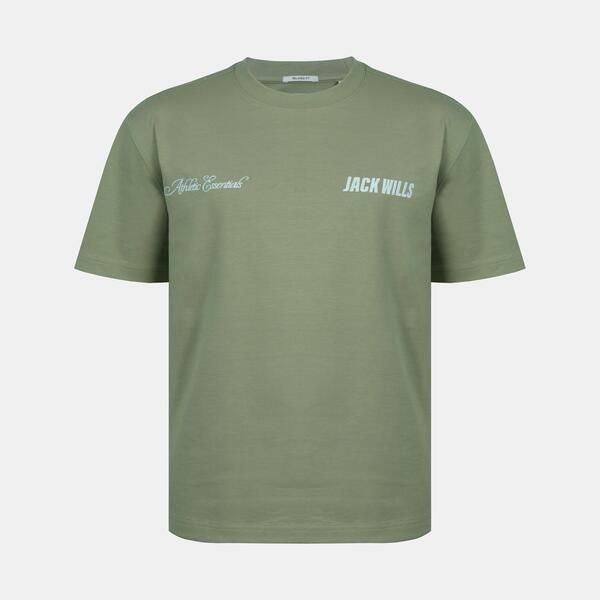 ジャック ウィルス メンズ トップス Tシャツ コットン Jack Wills Menscript Mix Cotton Short Sleeve Oversized TShirt Sage Green グリーン
