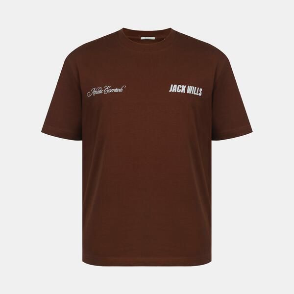 ジャック ウィルス メンズ トップス Tシャツ コットン Jack Wills Menscript Mix Cotton Short Sleeve Oversized TShirt Chocolate チョコレート