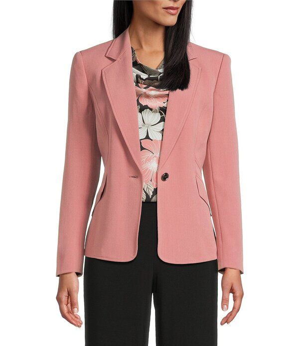 カスパール レディース アウター コート クレープ ジャケット Kasper Crepe Notch Collar 1Button Jacketea Rose
