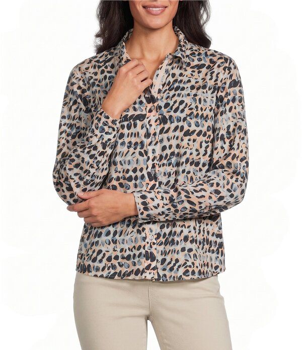 ニックアンドゾー レディース トップス シャツ NIC ZOE Spotted Shirt Collar Long Sleeve Button Front Shirt Indigo Multi インディゴ