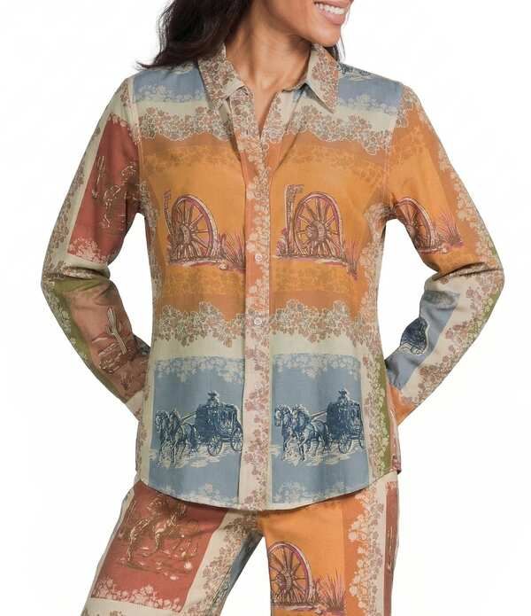 レバ レディース トップス シャツ Reba Woven Voile Point Collar Long Sleeve Coordianting Shirt Multi マルチカラー