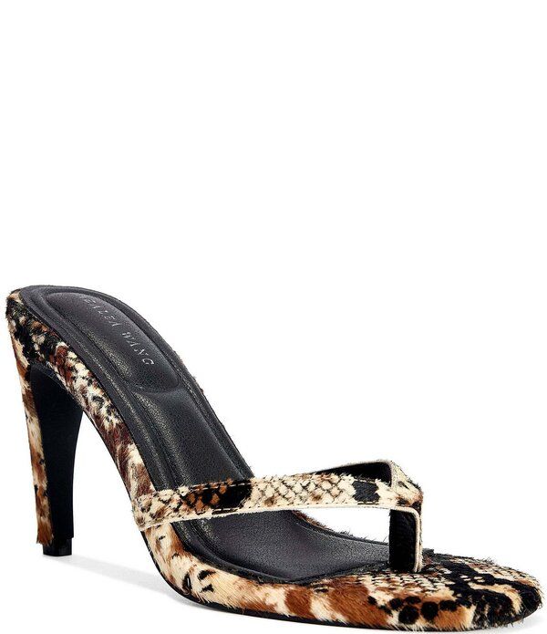 アザレア ワン レディース シューズ サンダル プリント Azalea Wang Lewis Printed Calf Hair Thong Slide Sandals Brown Multi ブラウン