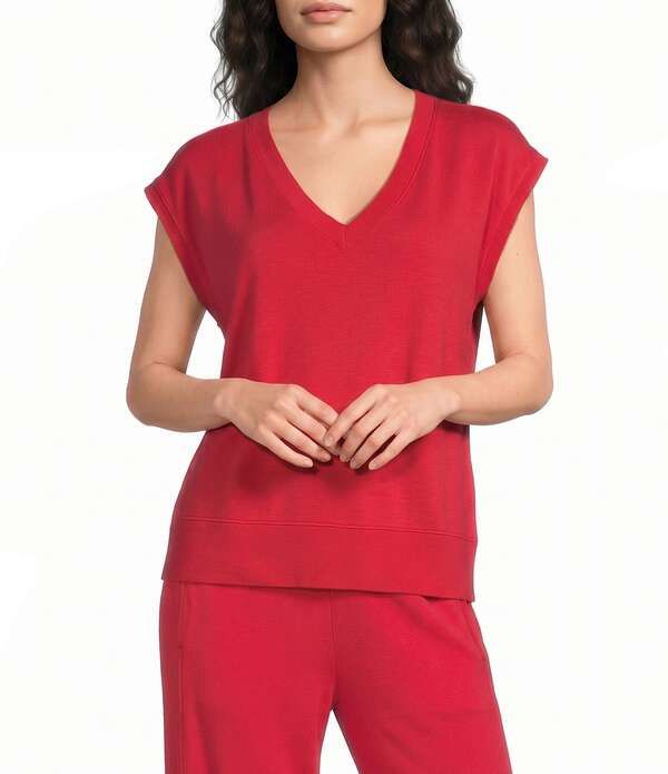 エイリーンフィッシャー レディース トップス シャツ Vネック パイル コットン Eileen Fisher Organicotton Garment Dyed Terry VNeck Sleevleess Top Grenadine
