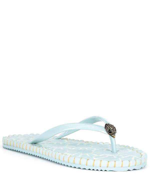 カートジェイガーロンドン レディース シューズ サンダル プリント 刺繍 ロゴ Kurt Geiger London Kensington Q Embroidered Logo Print Pool Flip Flops Light Blue ブルー