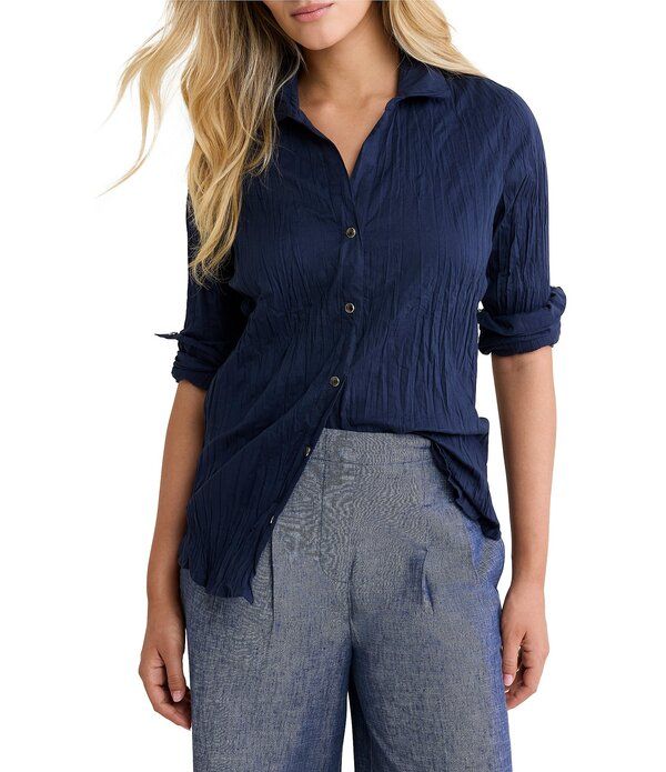 ニックアンドゾー レディース トップス シャツ コットン nz by Nic Zoe Core Cotton Point Collar Long Sleeve ButtonFront Shirt Ink