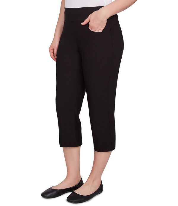 ルビーアールディー レディース ボトムス カジュアルパンツ ストレート プチ キャップ Ruby Rd Petite Size Stretch Straight Leg PullOn Capri Pants Black ブラック