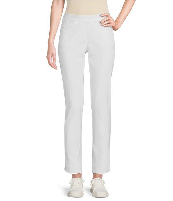 マルチプルズ レディース ボトムス カジュアルパンツ プチ アンクル SlimsationR by Multiples Petite Size Wide Waistband PullOn Plain Weave Ankle Pants White ホワイト