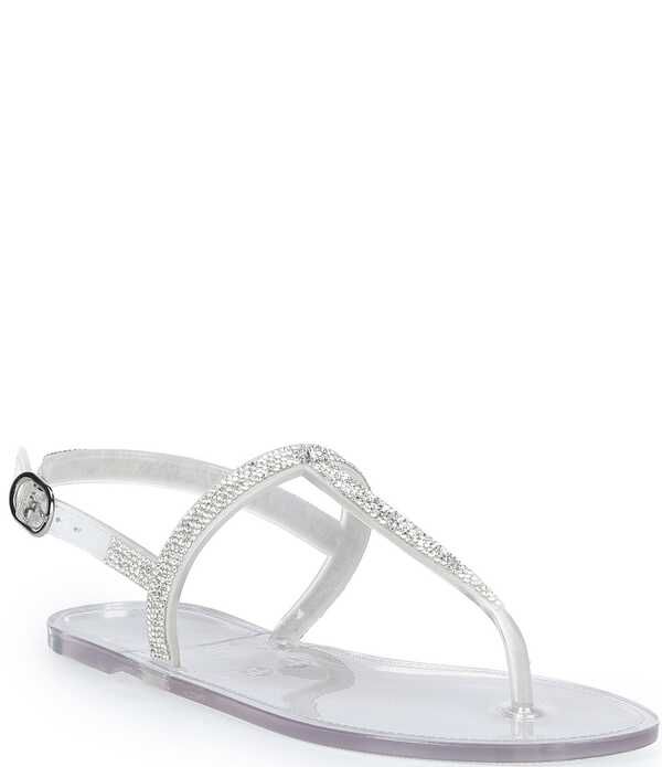 カッパーキー レディース シューズ サンダル Copper Key Haven Rhinestone TStrap Flat Sandals Clear