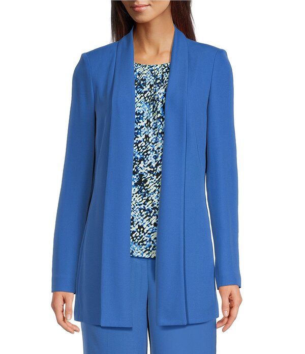 カルバンクライン レディース アウター コート クレープ ジャケット Calvin Klein Crepe De Chine Open Front Long Sleeve Jacket Star Sapphire サファイア