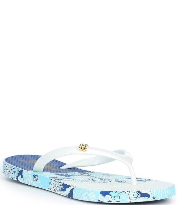 リリーピュリッツァー レディース シューズ サンダル プリント Lilly Pulitzer Vinyl Printed EVA Flip Flops Resort White Shell Shine ホワイト