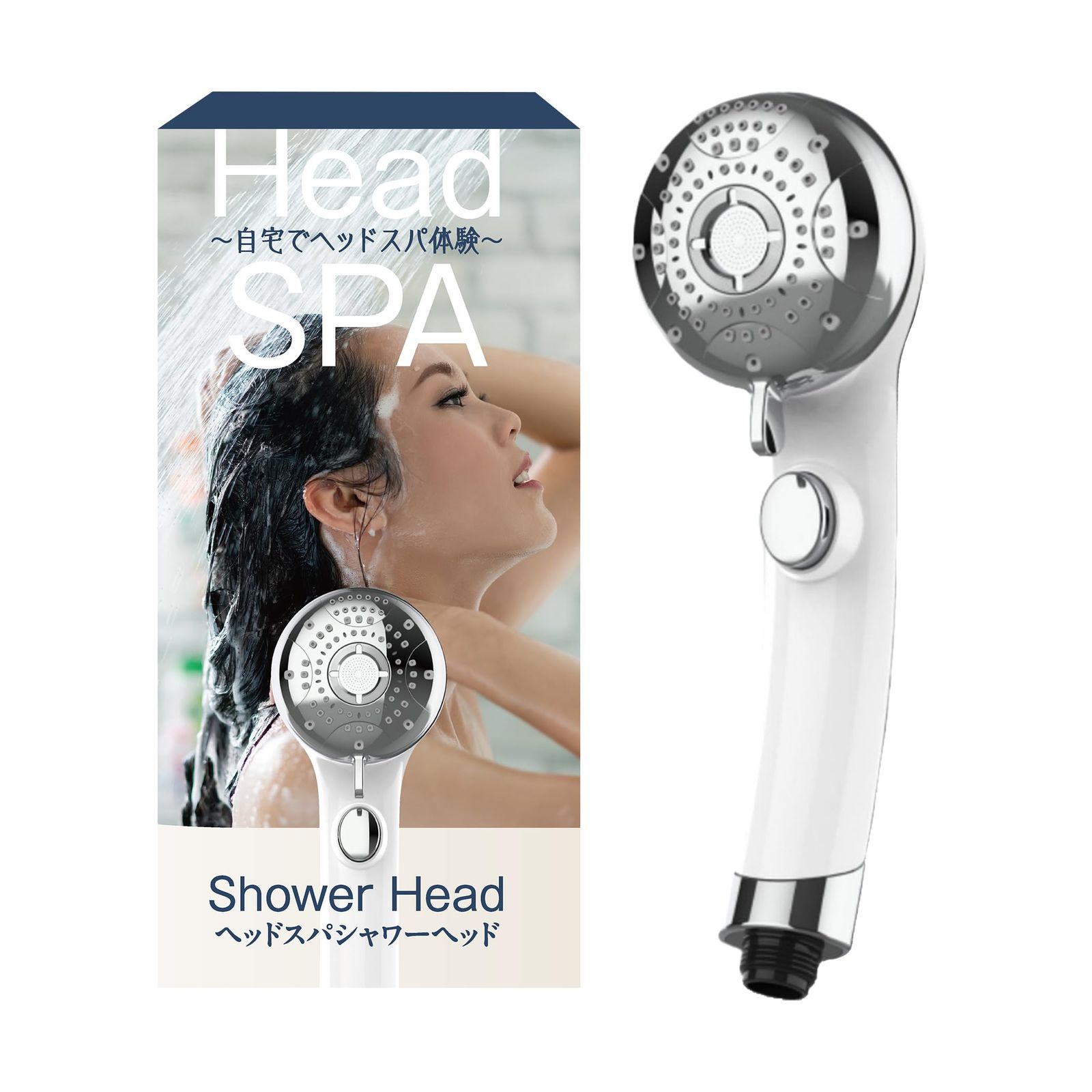 【自宅でヘッドスパ体験】ヘッドスパ シャワーヘッド【6段階水流・ポイントマッサージモード搭載】マイクロナノバブル G1/2規格 6モード バス用 手元止水 (ホワイト)t