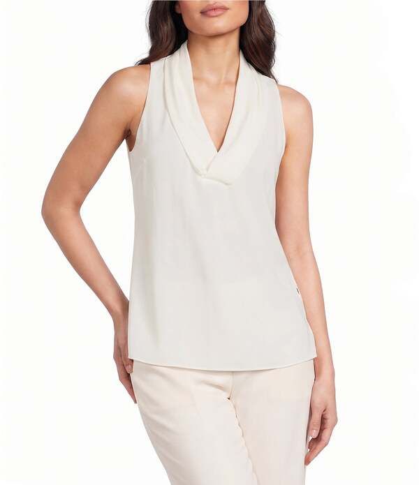 ヒューゴボス レディース トップス シャツ Vネック ノースリーブラウス BOSS By Hugo Boss Bolaru High VNeck Sleeveless Blouse Open White ホワイト