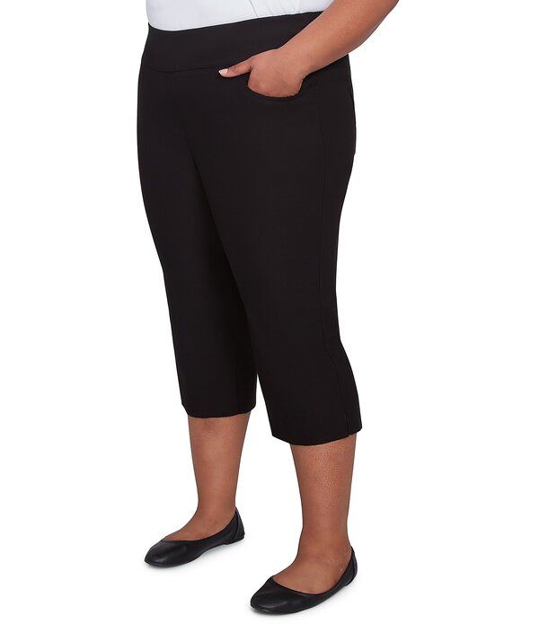 ルビーアールディー レディース ボトムス カジュアルパンツ ストレート プラスサイズ キャップ Ruby Rd Plusize Stretch Straight Leg PullOn Capri Pants Black ブラック