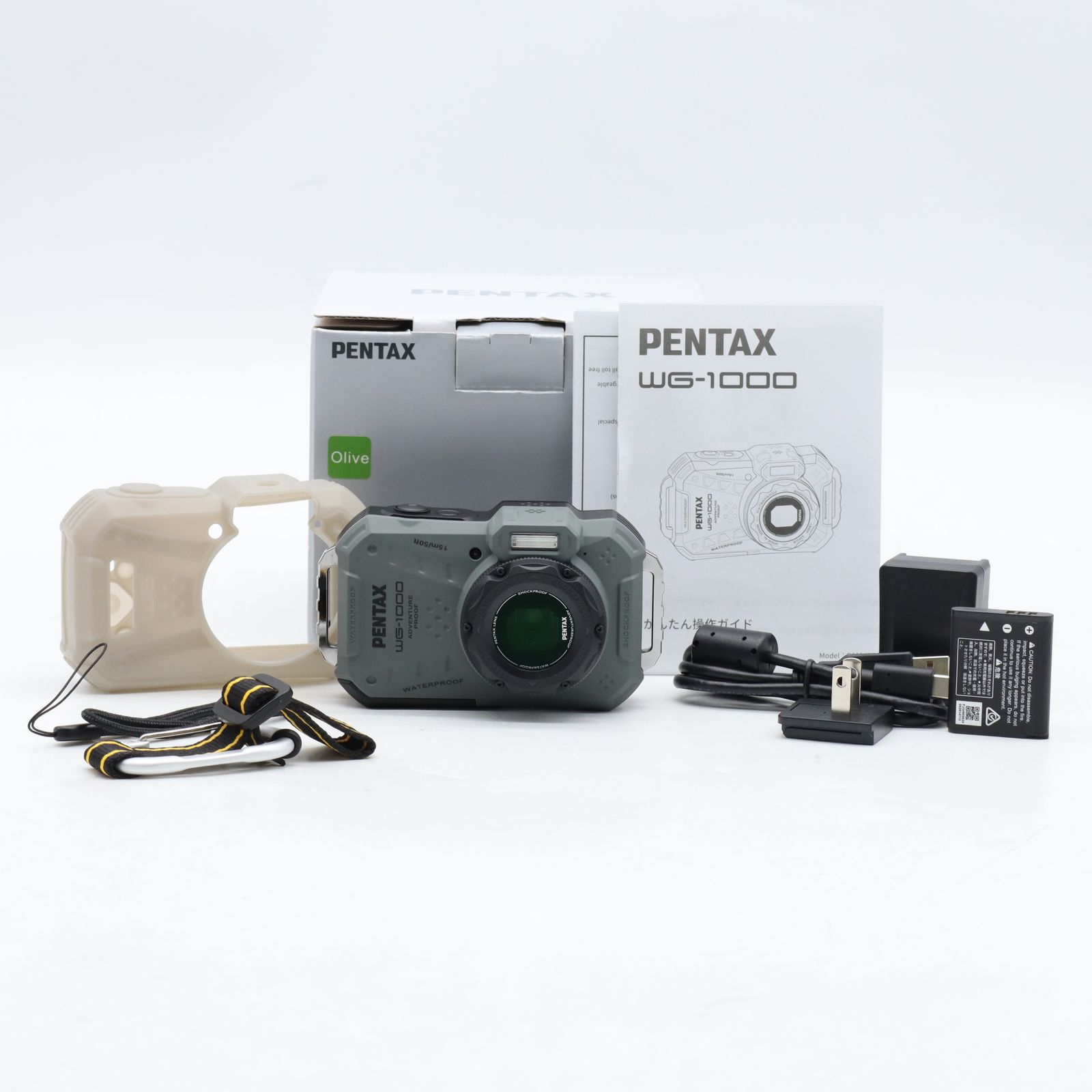 PENTAX WG-1000 オリーブ｜防水・耐衝撃 タフコンパクトデジタルカメラ｜アウトドア／水中撮影対応 ペンタックス【中古】