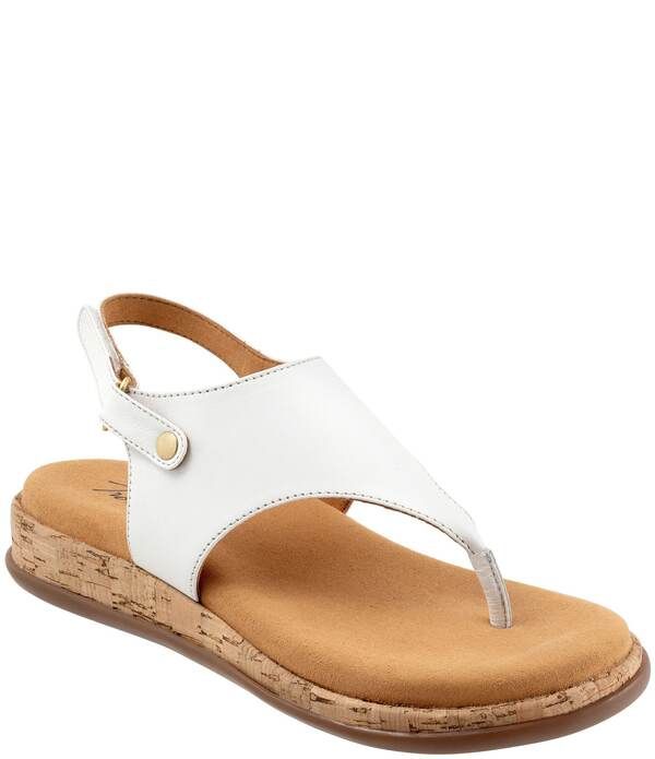 トロッターズ レディース シューズ サンダル レザー Trotters Garret Leather Slingback Thong Sandals White ホワイト