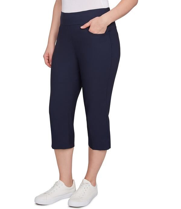 ルビーアールディー レディース ボトムス カジュアルパンツ ストレート プチ キャップ Ruby Rd Petite Size Stretch Straight Leg PullOn Capri Pants Navy ネイビー