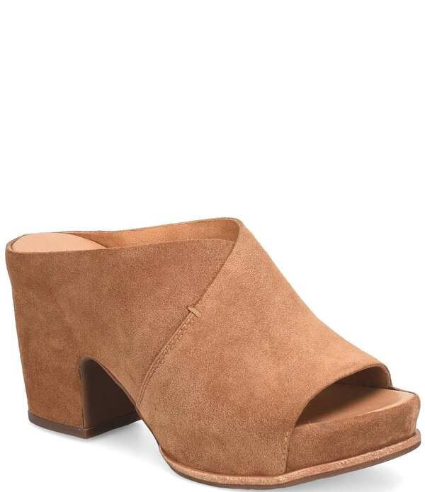コークイーズ レディース シューズ サンダル プラットフォーム スエード ヒール KorkEase Stowe Suede Block Heel Platform Slide Sandals Brown ブラウン