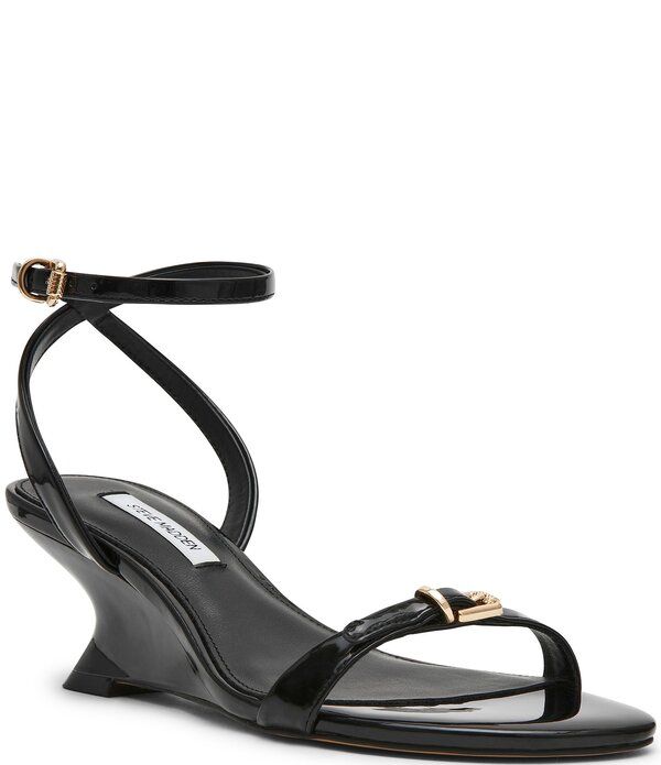 スティーブ マデン レディース シューズ サンダル Steve Madden Zaloma Patent Sculpted Wedge Dressandals Black ブラック