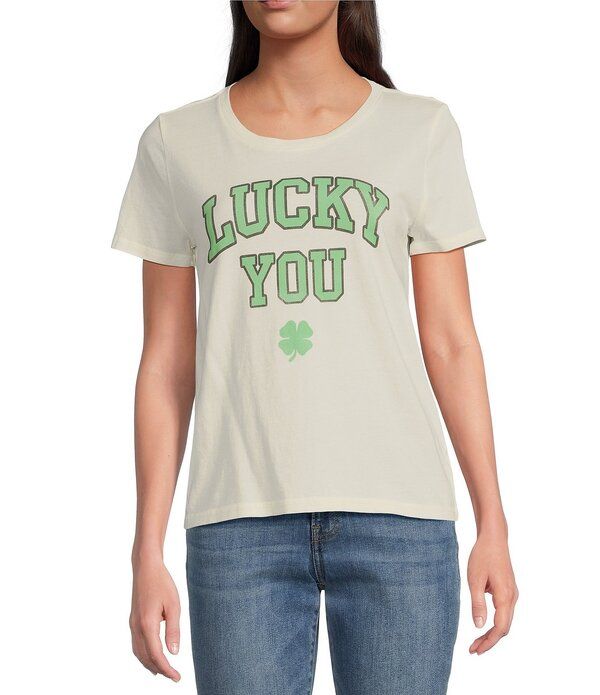 ラッキーブランド レディース トップス Tシャツ クルーネック グラフィック Lucky Brand Crew Neck Short Sleeve Luckyou Graphic TShirt Egret