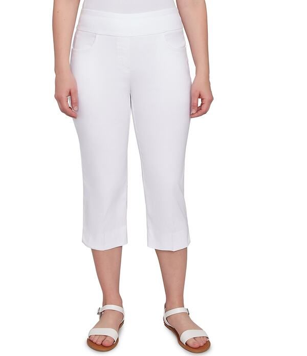 ルビーアールディー レディース ボトムス カジュアルパンツ ストレート キャップ Ruby Rd Stretch Straight Leg PullOn Capri Pants White ホワイト