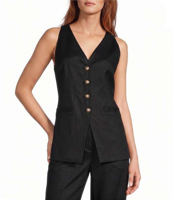 アントニオ メラーニ レディース トップス シャツ Vネック ベスト ノースリーブ Antonio Melani Josie VNeck Sleeveless Button Front Vest Black ブラック 34,320円