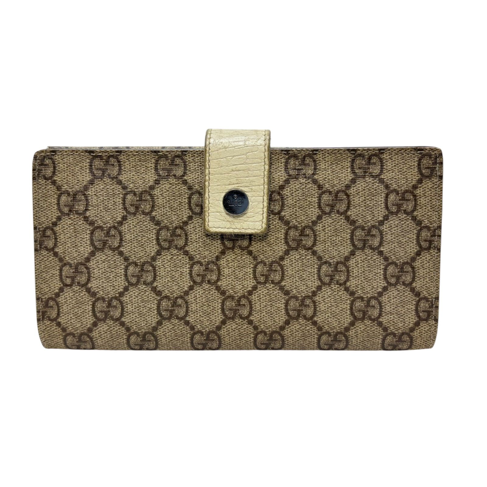 4236 GUCCI グッチ 長財布 スプリーム Wホック GG ベージュ
