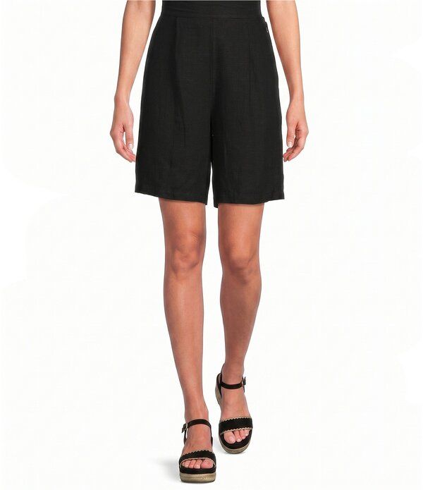 ブライン ウォーカー レディース ボトムス ハーフパンツ・ショーツ ショートパンツ リネン Bryn Walker Light Linen FlatFront Elastic Back Waist Shorts Black ブラック