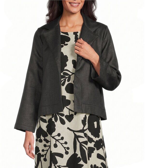 ブライン ウォーカー レディース アウター コート ジャケット Bryn Walker Lewis Italian Raffia Notch Collar Neck Long Sleeve Jacket Nero