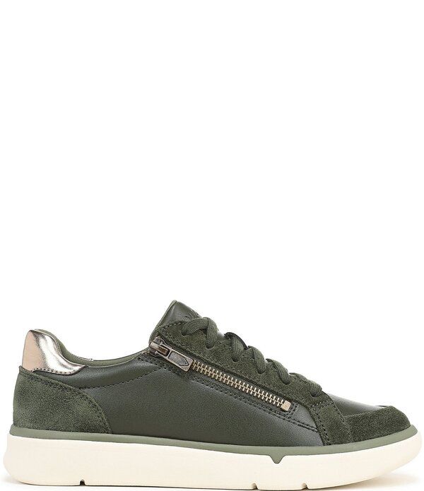 バイオニック レディース シューズ スニーカー スエード レザー Vionicity Walk Axs Leather and Suede Side Zip Sneakers Olive オリーブ