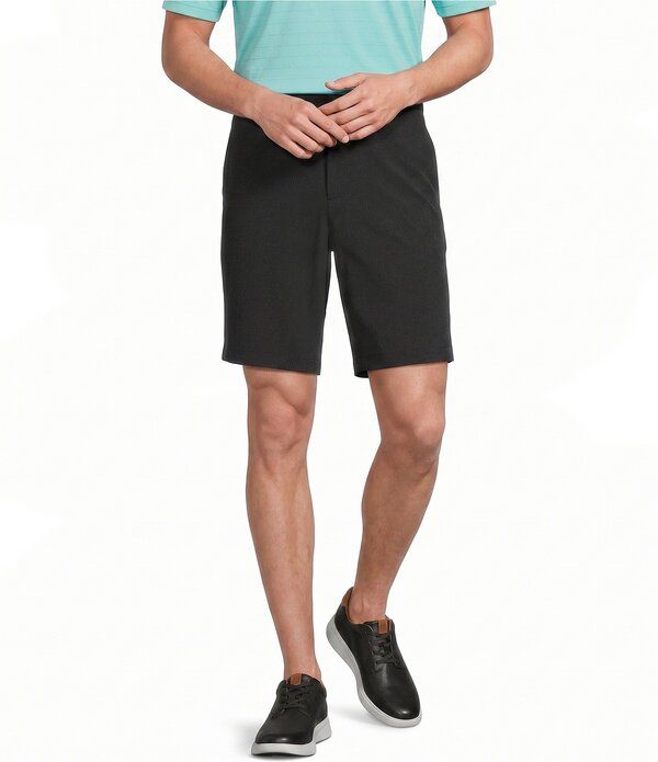 ラウンドトゥリーアンドヨーク メンズ ボトムス ハーフパンツ・ショーツ ショートパンツ Roundtree Yorke 9 Flat Front Performance Solid Texture Shorts Caviar Black ブラック