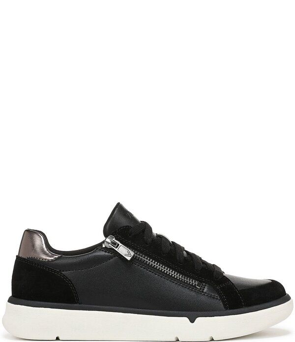 バイオニック レディース シューズ スニーカー スエード レザー Vionicity Walk Axs Leather and Suede Side Zip Sneakers Black ブラック