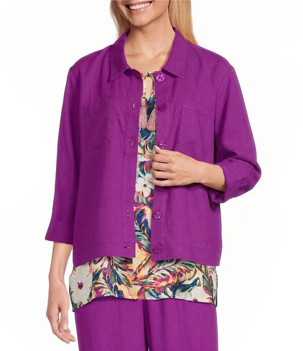 アリソン デイリー レディース アウター コート ジャケット Allison Daley Long Sleeve Button Front Point Collar Soft Jacket Sparklingrape グレープ