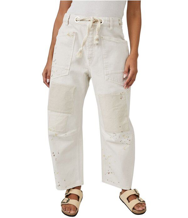 フリーピープル レディース ボトムス デニムパンツ ジーンズ Free People Moxie Low Slung PullOn Barrel Jeans White ホワイト