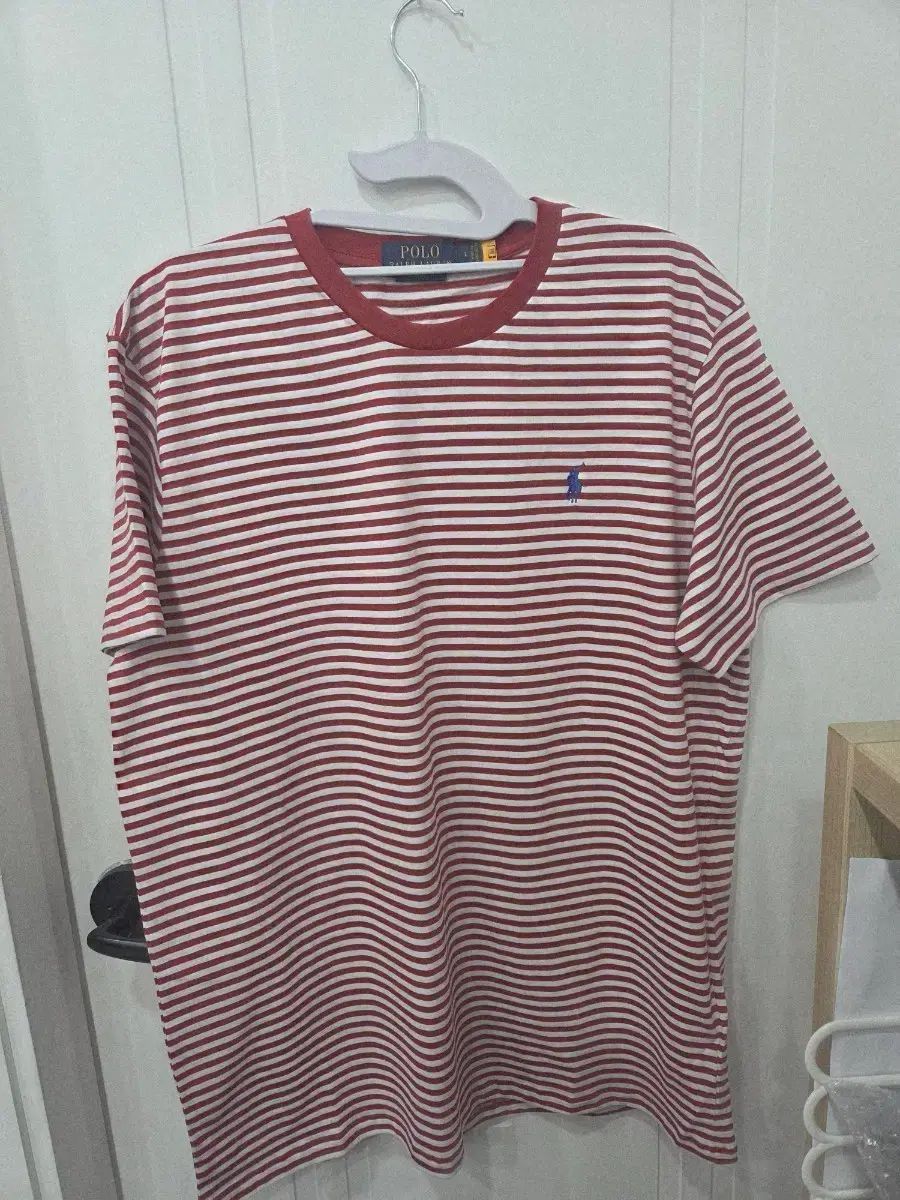 ポロ ラルフローレン ストライプ 半袖 Tシャツ レッド large