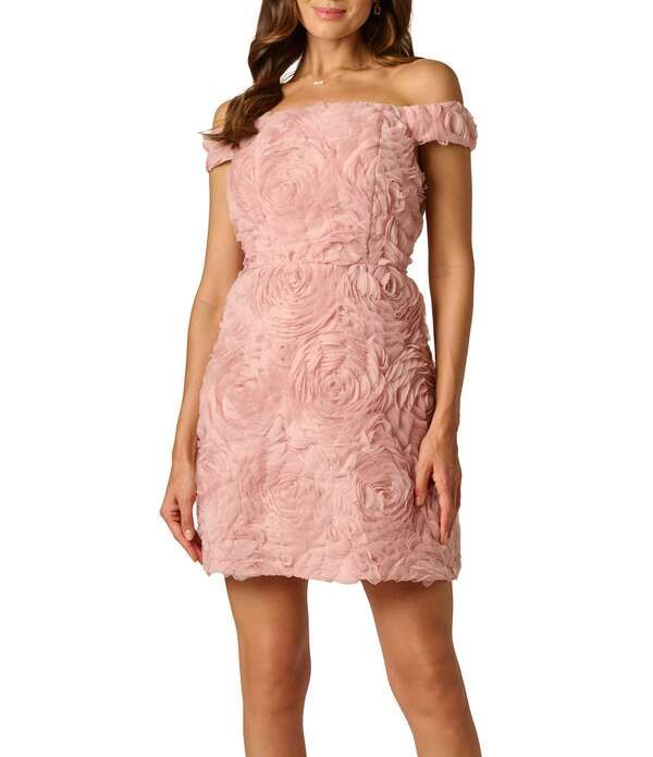 アドリアナ パペル レディース トップス ワンピース レース Adrianna Papell Off The Shoulder Soutache Lace Dress Blush Whisper ブラッシュ