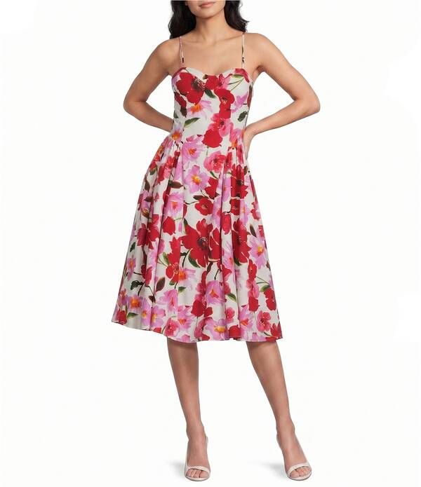 ハニーアンドロージー レディース トップス ワンピース フラワー柄 プリント ミディ フラワー Honey and Rosie Floral Printed Fit And Flare Midi Dress Ivory Multi アイボリー